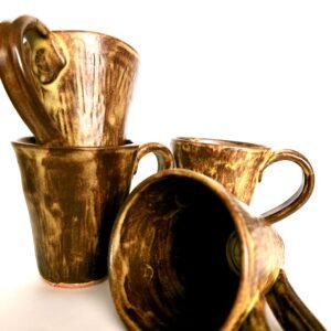 Handcrafted Wheel-Thrown Mug - Matcha Matte Rustic Finish ( Sold Individually or as a Set